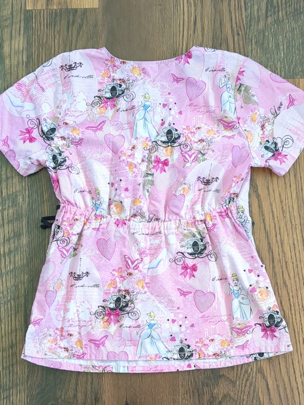 Disney Pink Cinderella Cotton Scrub Top, Size Medium - Picture 8 of 8